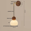 Axyaa Walnut Wood LED Wall Lamp with Pull Chain Switch