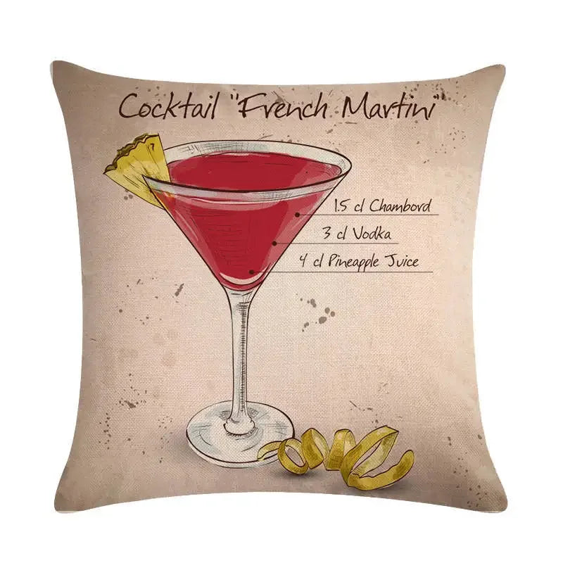 Martini Tequila Print Cushion Cover - Creative Home Decor by Axyaa