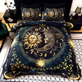 Axyaa Golden Sun Moon Planet Duvet Set - 1 Duvet Cover & 2 Pillowcases