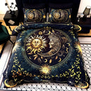 Axyaa Golden Sun Moon Planet Duvet Set - 1 Duvet Cover & 2 Pillowcases