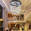 Axyaa Clear Crystal Feather Chandelier: Elegant LED Ceiling Pendant Lamp