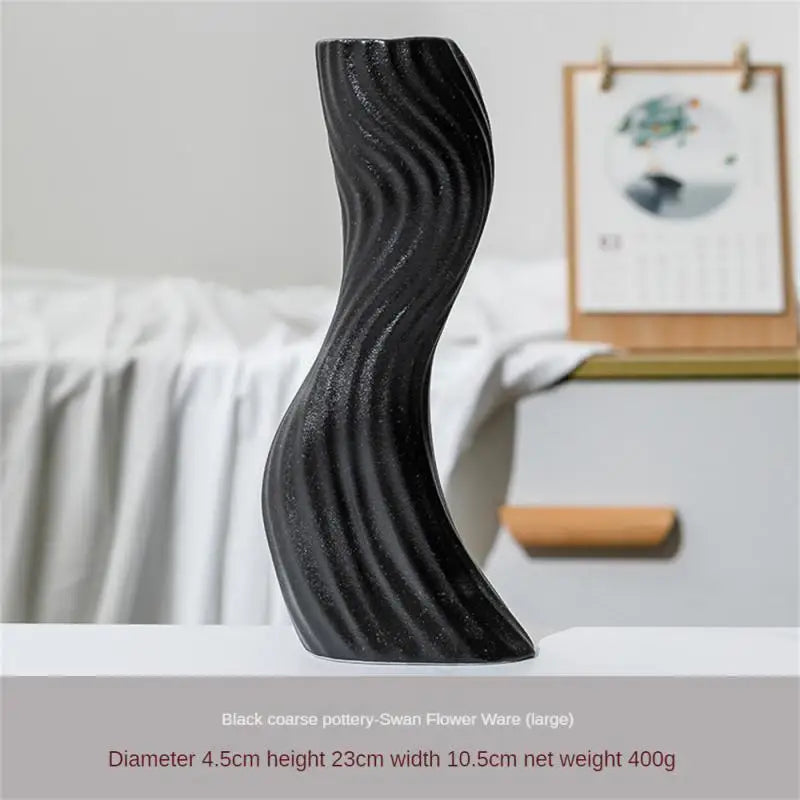 Axyaa Beige Ceramic Vase: Home Decor Flower Arrangement for Garden, Living Room, Office