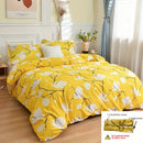Yellow Floral Print Duvet Cover Set by Axyaa