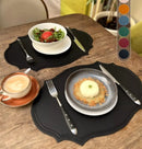 Axyaa PU Placemat Set Luxury Table Pad Set, Black Pink Green Place Mat for Dining Table