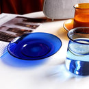 Axyaa Glass Coaster Set: Amber Blue Green Solid Color, Small, Heat Resistant