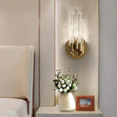 Axyaa Water Ripple Crystal Copper Wall Lamp: Modern Minimalist LED Glass Lighting.