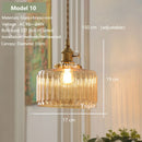 Axyaa Amber Glass Pendant Light Brass Vintage Adjustable Hanging Lamp