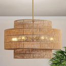 Axyaa 6-Light Rattan Hanging Chandelier for Kitchen, Bedroom, Living Room