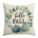 Axyaa Harvest Pumpkin Plaid Linen Blue Pillow Cover for Festive Decor