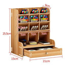 Axyaa Wooden Desk Organizer: Large Capacity Pen Holder for School, Office & Home