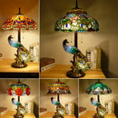Axyaa Peacock Art Tiffany Table Lamp for Living Room Decor