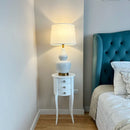 Axyaa White Ceramic Gourd Table Lamp for Bedroom, Living Room, Study