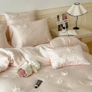 Axyaa French Style Flower Embroidered 100% Lyocell Bedding Set Pink