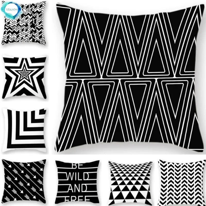 Axyaa Abstract Geometry Letter Print Cushion Cover - 45x45cm