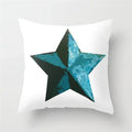 Axyaa Teal Blue Geometric Pillow Cases with Letter Leaves Plant Print, Deer Animal Design.