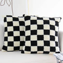 Axyaa Plaid Faux Fur Wool Throw Pillow Cover for Home Decor