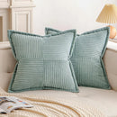 Axyaa Corduroy Boho Striped 18x18 Inch Throw Pillow Covers for Couch Sofa