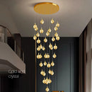 Axyaa Crystal Chandelier Stair Pendant Lamp Living Room Interior Lighting
