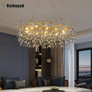 Axyaa Golden Branch LED Chandelier Pendant Lights for Modern Living Room