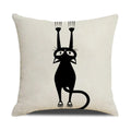 Axyaa Funny Cats Linen Pillow Cover 45x45cm - Farmhouse Decor & Office Throw Pillowcase