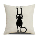 Axyaa Funny Cats Linen Pillow Cover 45x45cm - Farmhouse Decor & Office Throw Pillowcase
