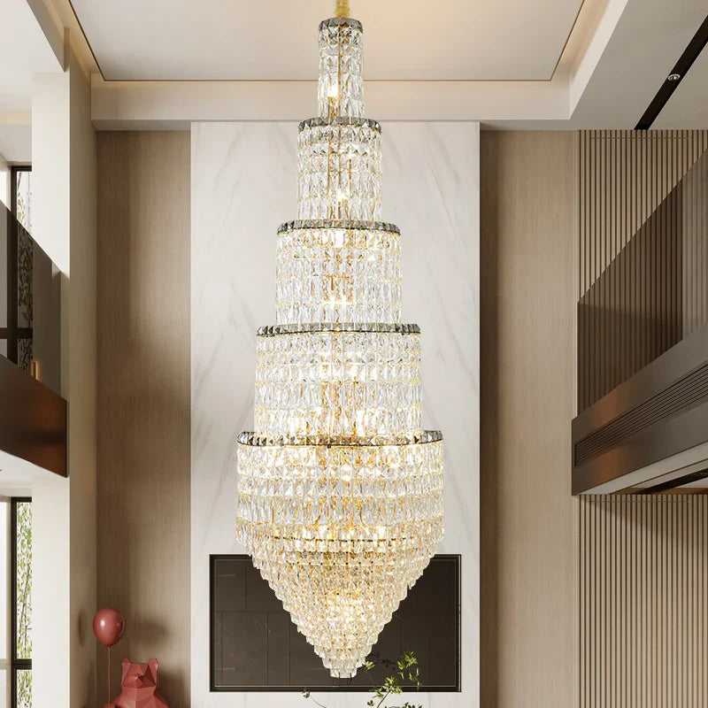 Axyaa Crystal Hollow Chandelier: Elegant Fashion Lighting for Duplex Villa Hall