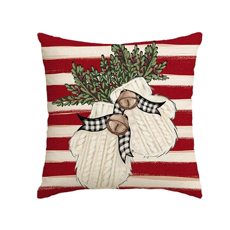 Axyaa Winter Holiday Stripes Pillow Covers