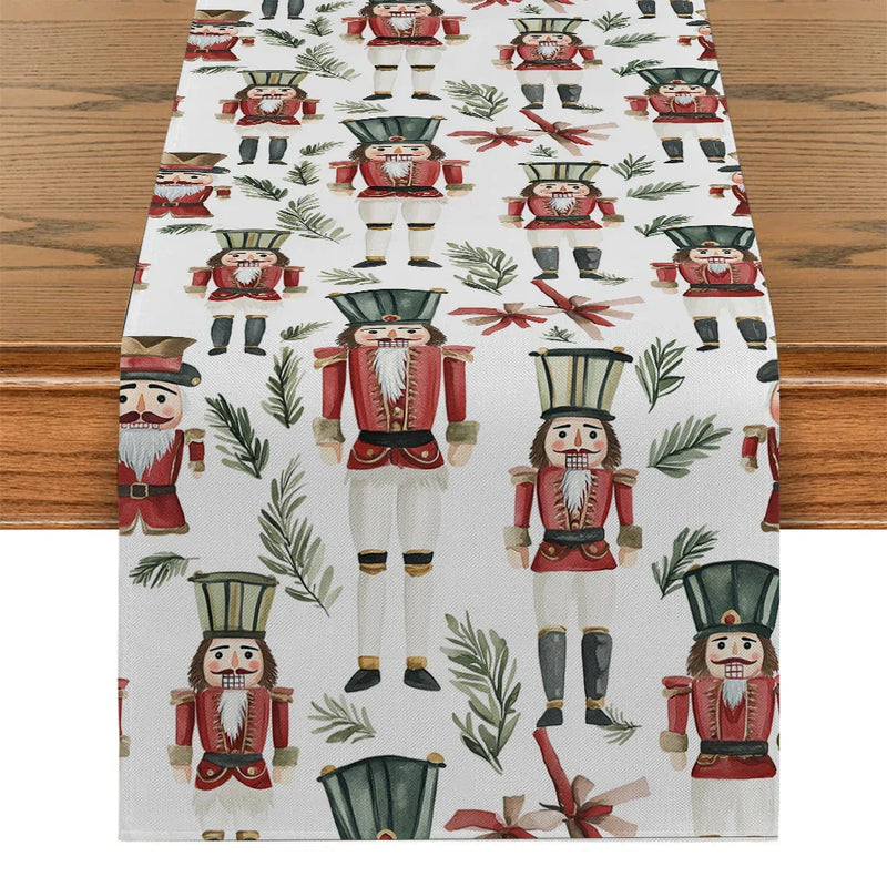 Nutcracker Gift Plant Fir Table Runner by Axyaa