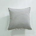 Axyaa Striped Pattern Ball Edge Pillow Case 45x45cm for Living Room Sofa