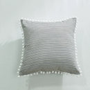 Axyaa Striped Pattern Ball Edge Pillow Case 45x45cm for Living Room Sofa