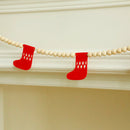 Axyaa Christmas Stocking Felt Garland with Wooden Bead