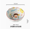 Axyaa Ceramic Cartoon Salad Bowl: Cute, High Aesthetic Small Bowl for Air Fryer