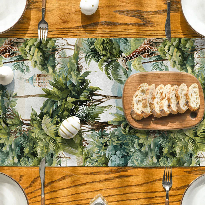 Axyaa Tropical Rainforest Table Runner for Kitchen Holiday Party Dining Decor