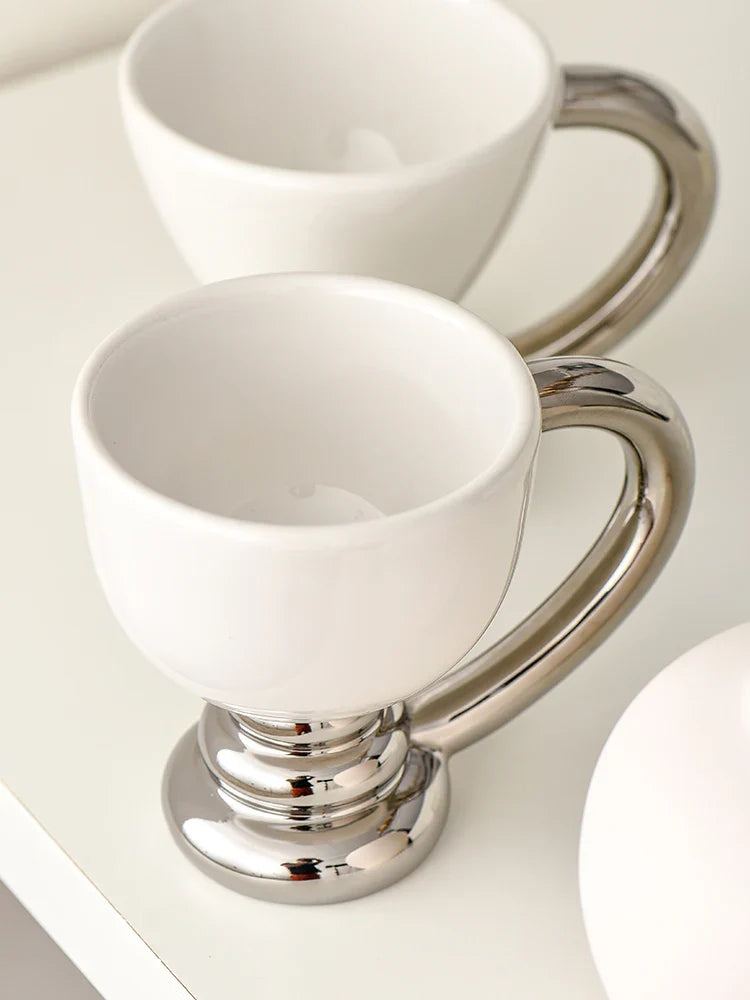 Axya Tall Ceramic Coffee Mug Set for Home, Photography Props, Luxury Drinkware