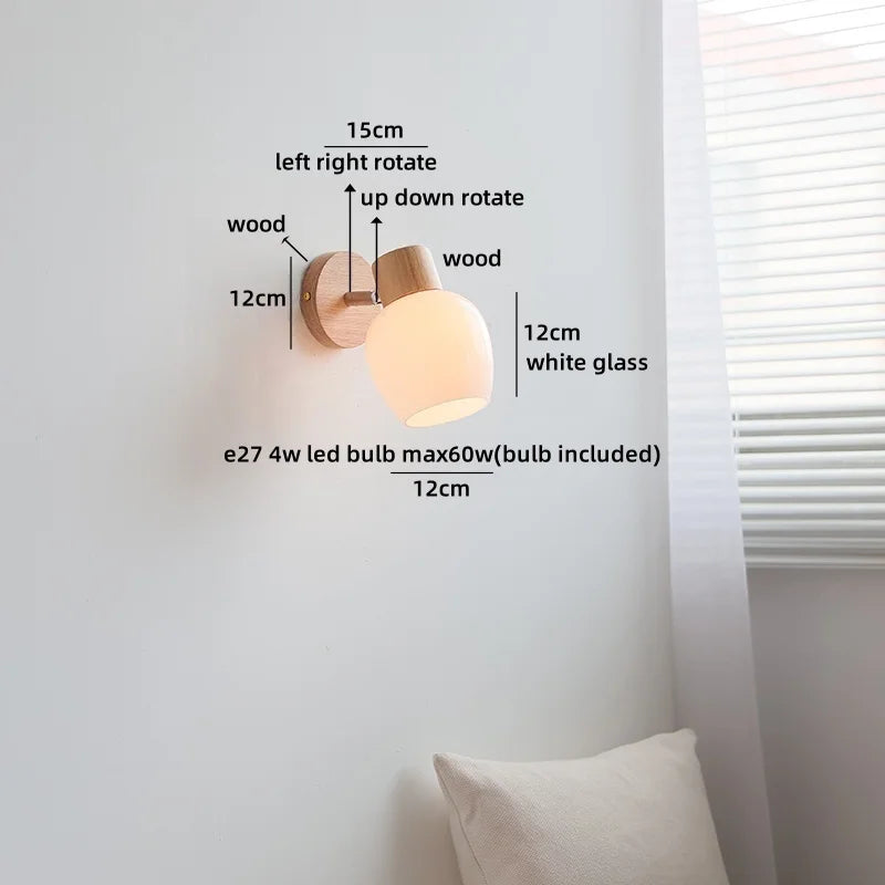 Axyaa Nordic LED Wall Sconce, Rotating White Ceramic Light for Home Decor