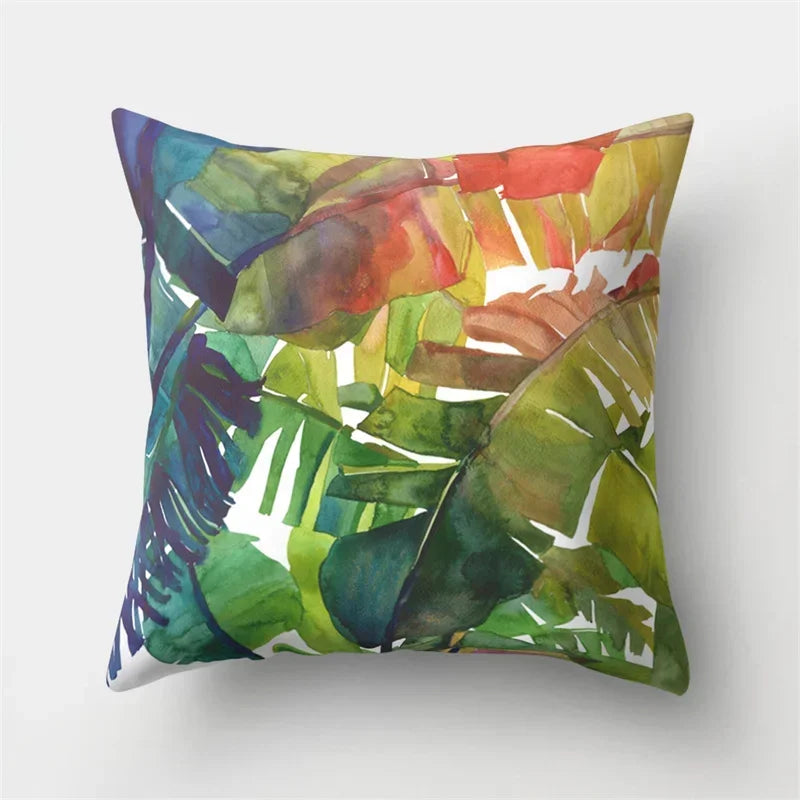 Axyaa Tropical Plant Green Leaves Cactus Pillowcase Living Room Sofa Cushion Cover
