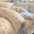 Axyaa Korean Cute Girls Polyester Bedding Set Twin Queen Full Size Quilt Cover