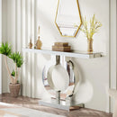 Axyaa Mirrored Console Table, Modern Entryway Table with Thickened Mirror Finish