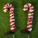 Axyaa Solar Candy Cane Ground Lamp: LED Christmas Yard Lawn Lights