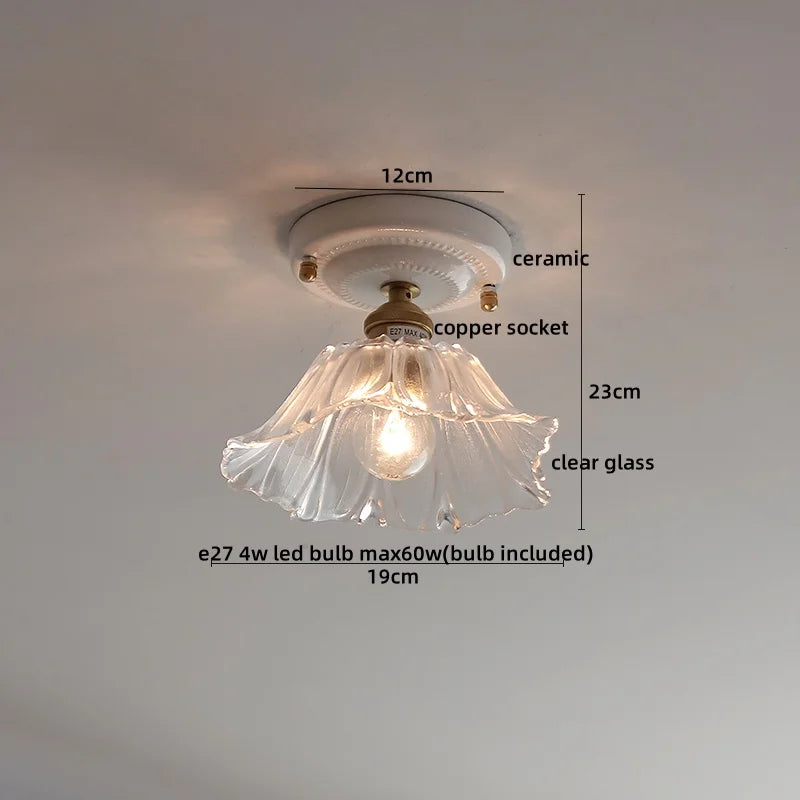 Axyaa Ceramic LED Ceiling Light - Creamy White Nordic Indoor Lamp