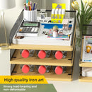 Axyaa Vintage Wood & Metal Letter Tray - Desk Organizer Paper Tray for Office