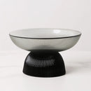 Axyaa Striped Glass Fruit Plate | Dessert Salad Bowl and Nut Storage Plate