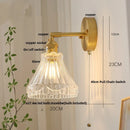 Axyaa Walnut Wood LED Wall Sconce Pull Chain Switch Stair Light Fixtures