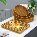 Axyaa Rattan Basket Tray for Breakfast Food Bread Cake Fruit Vegetable Storage