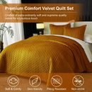 Axyaa Velvet Quilt Queen Size Comforter Set - Ultra Soft, Lightweight, All-Season Coverlet