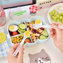 Axyaa Kawaii Bento Box Set with Spoon and Fork - Microwave Safe Lunch Container