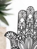 Black Wooden Hamsa Hand Evil Eye Desk Decor by Axyaa