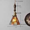Axyaa Vintage LED Pendant Light with Wood, Copper & Glass Lampshade