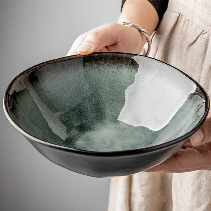 Axya 7.5" Ice Crack Glaze Salad Bowl - Japanese Ramen Ceramic Dish