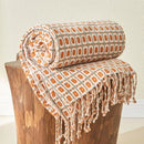 Axyaa Vintage Tassel Knit Blanket - Soft Cozy Sofa Throw Bed Cover